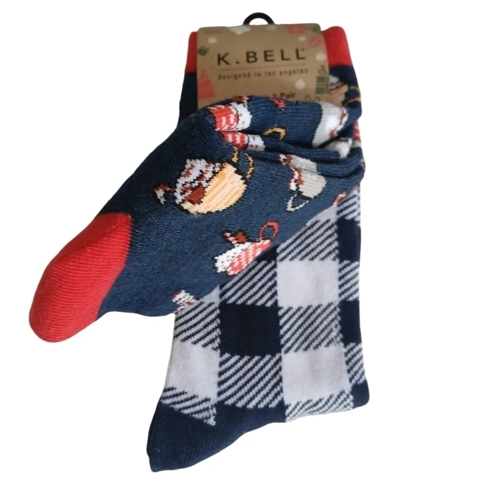 Christmas Winter Socks K. Bell Women's Crew Holiday Assortment 2 Pairs